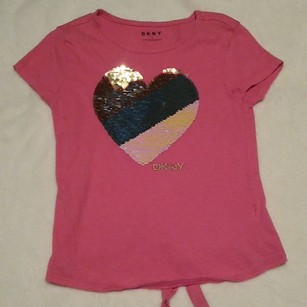 ♥️ DKNY Girls Flip Sequin Tie Top Size 6